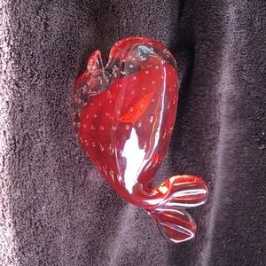 Paperweight whale clear red